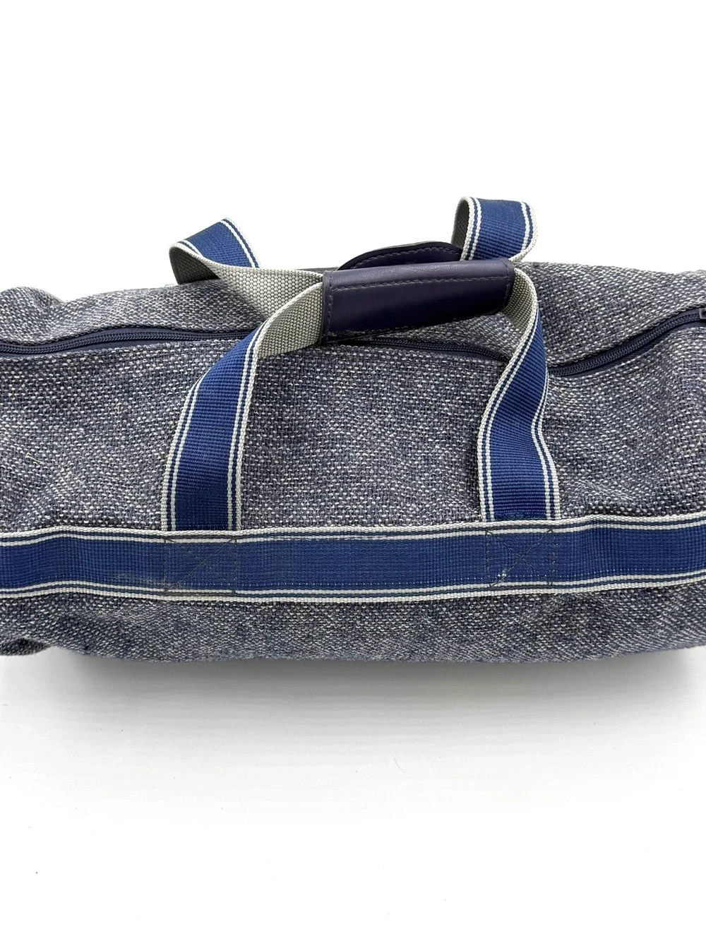 Men’s Vintage Pierre Cardin Blue & White Textured Duffel Bag (B0003)
